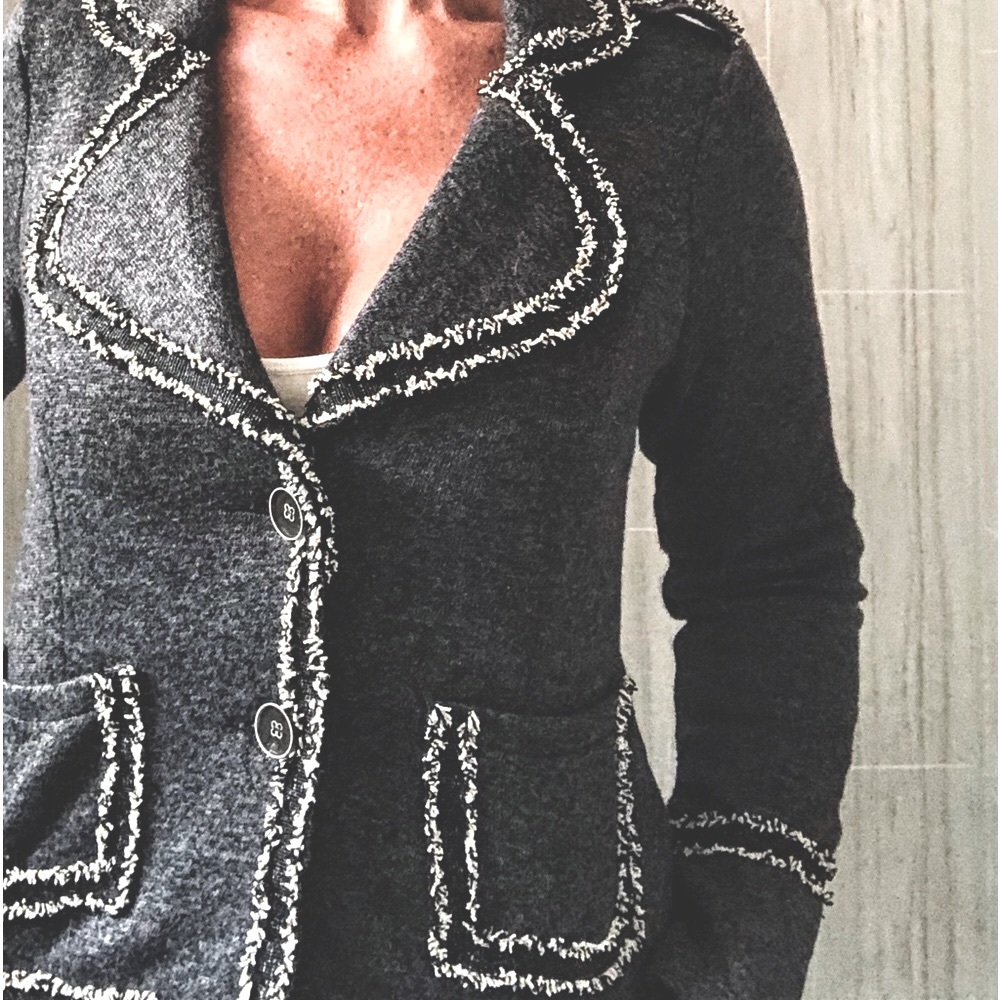 Mystree Cropped Blazer Jacket NWT Classic Fringed Adorable Cozy Tweed